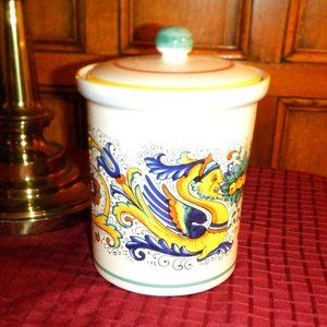 DERUTA Ceramiche ~ CANISTER / Sealable Lid ~ RAFFALLESO ~ Hand Painted in Italy